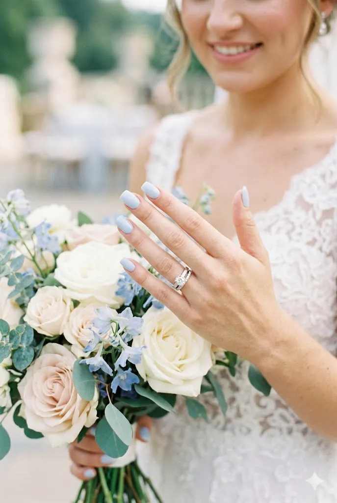 Pale Blue Glossy Nails
