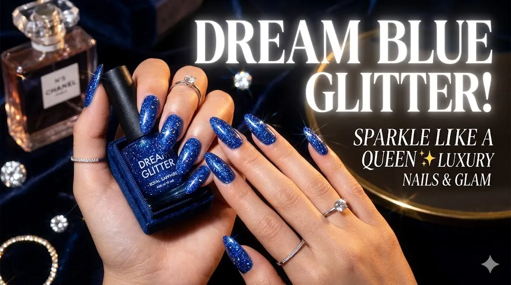Glitter Blue Nails
