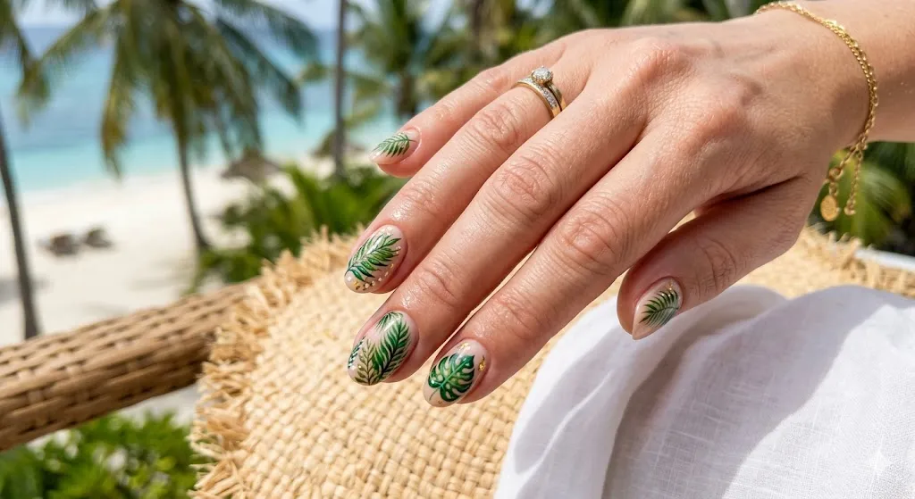 Tropical Palm Leaf Nails