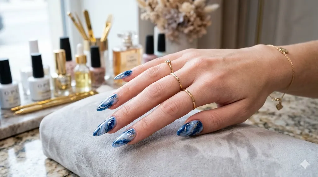 Blue Marble Nails