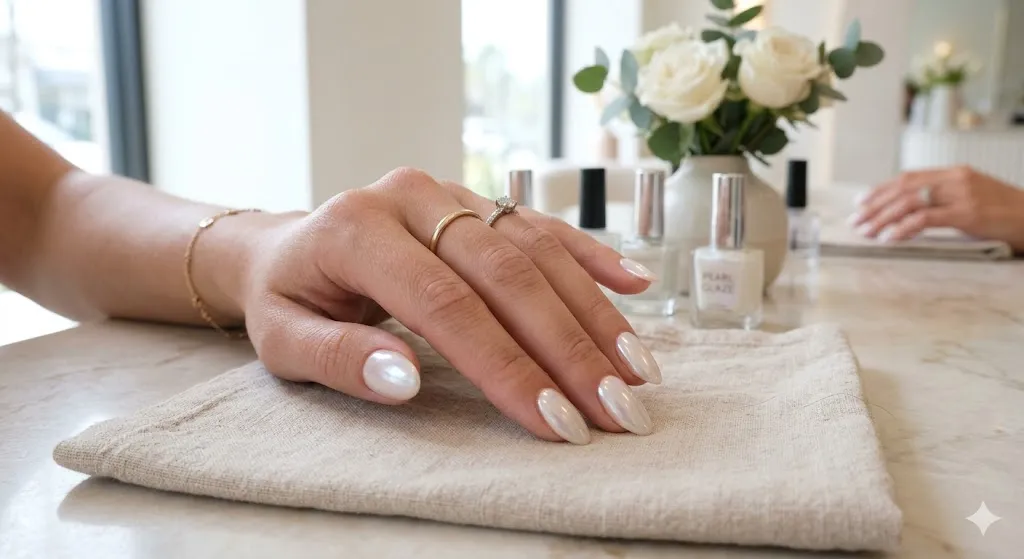 Pearl Glazed Gel Nails