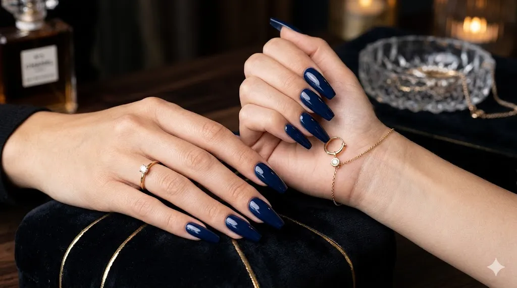 Navy Blue Elegant Nails