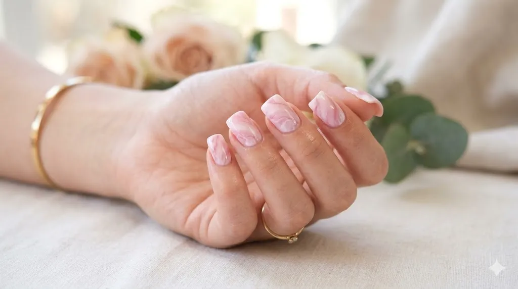 Pastel Marble Square Nails