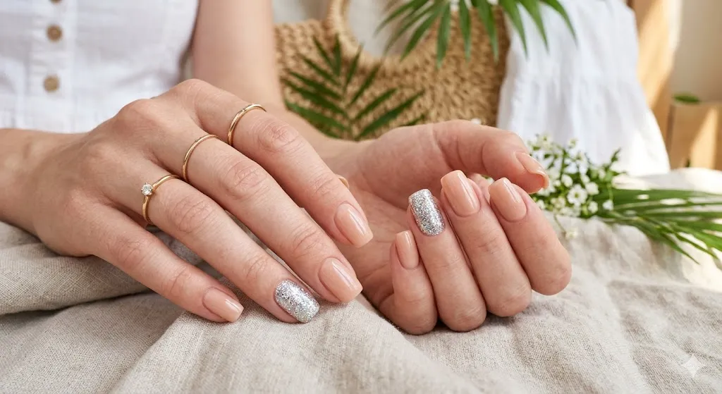 Glitter Accent Nails