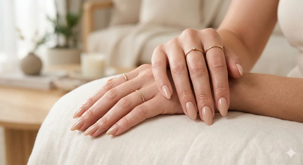 Glossy Nude Gel Nails