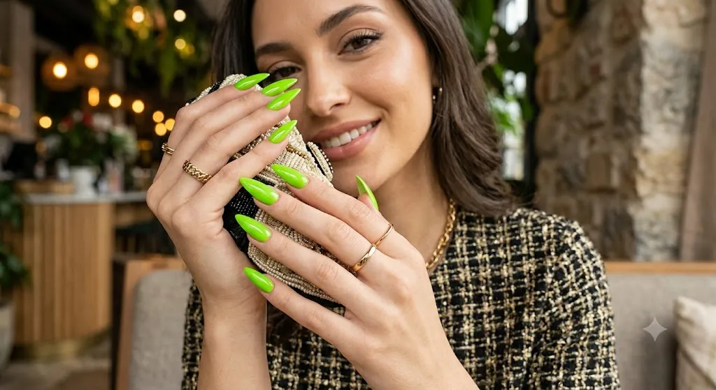 Lime Green Bold Nails