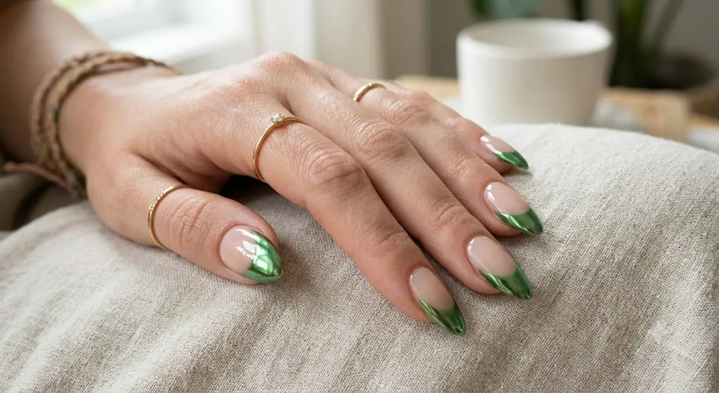 Green Chrome French Tips