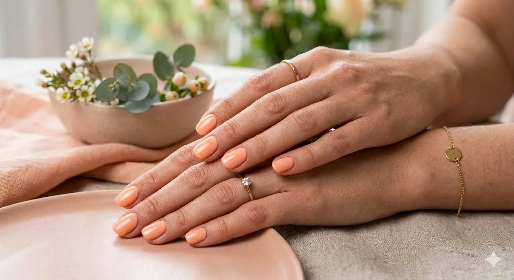Soft Peach Gloss Nails