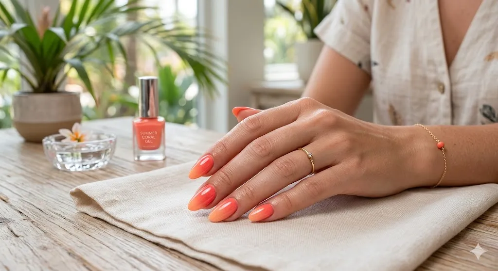 Coral Ombre Nails