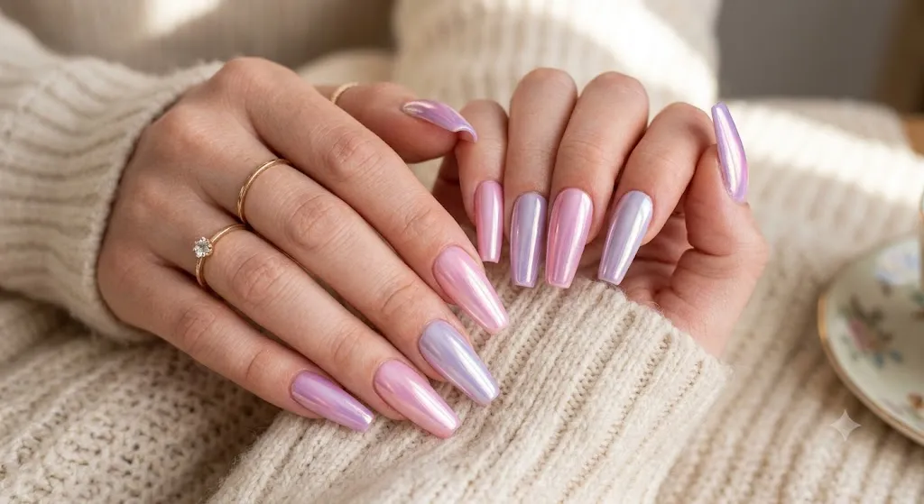 Pastel Chrome Acrylic Nails (Bonus Idea)