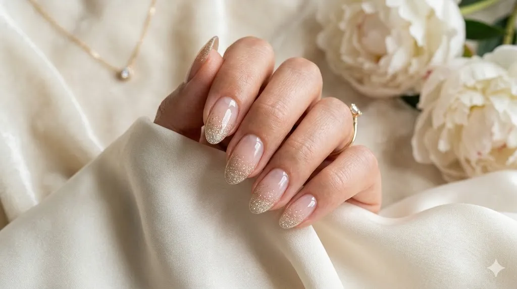 Clear Base Glitter Tip Nails