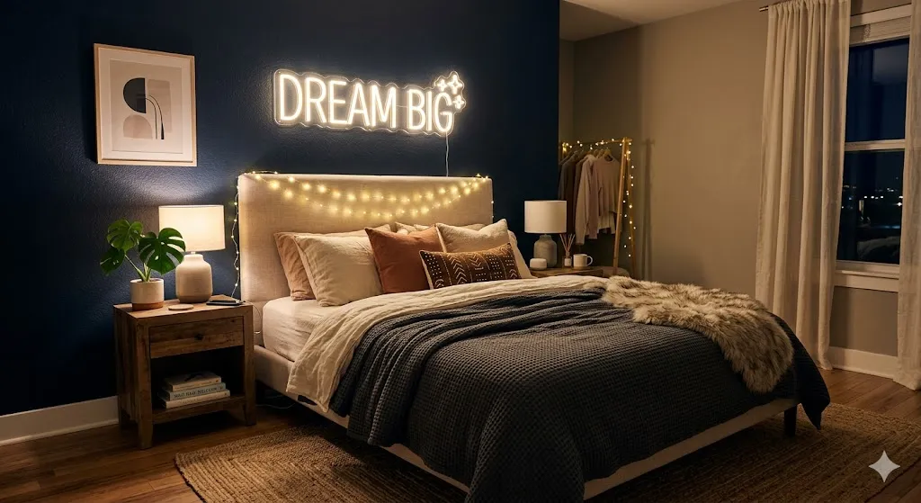Neon Sign and Fairy Lights