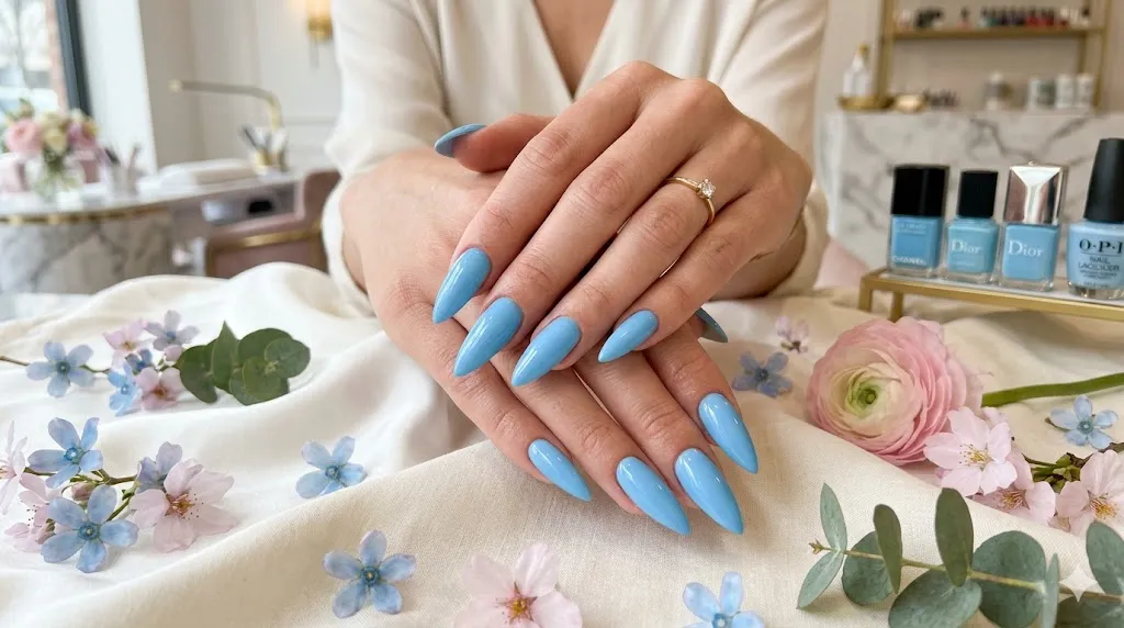 Sky Blue Gloss Nails