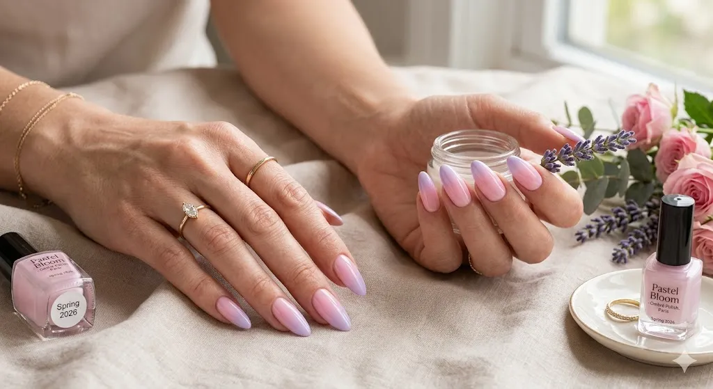 Pastel Ombre Almond Nails
