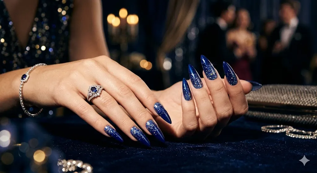 Deep Sapphire with Glitter Accen