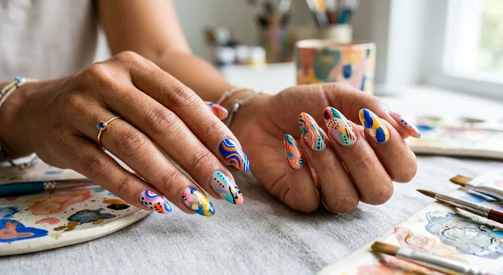 Abstract Acrylic Nails