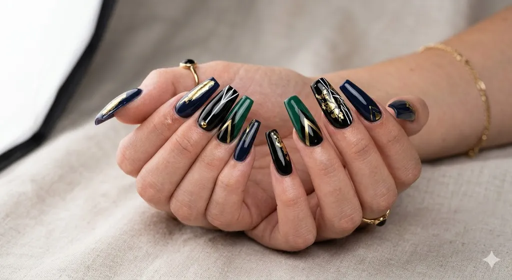 Long Coffin Bold Acrylic Nails