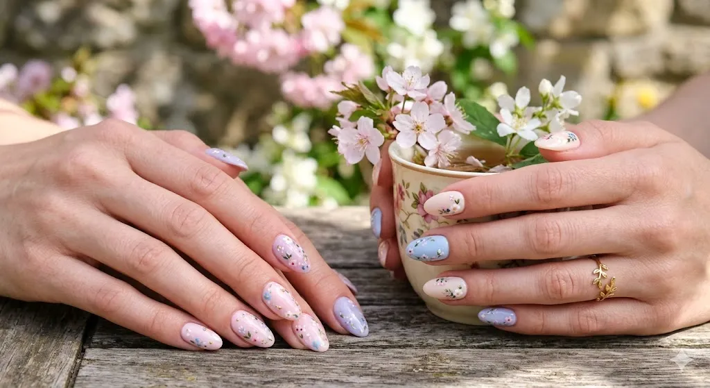 Floral Gel Nails