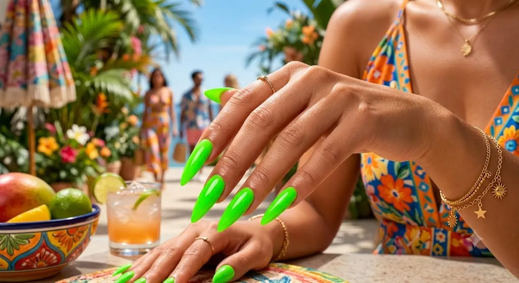 Neon Green Pop Nails