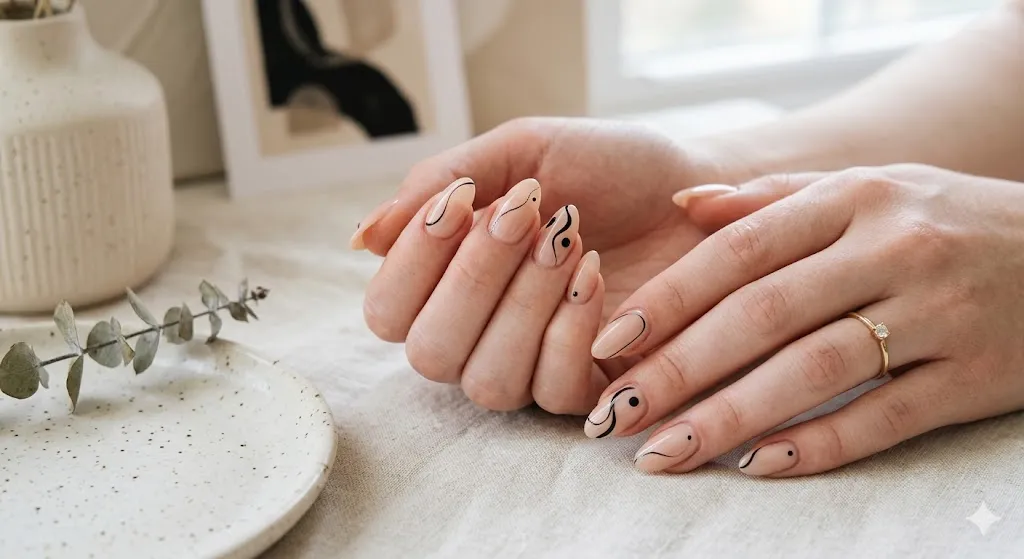 Minimal Line Almond Nails