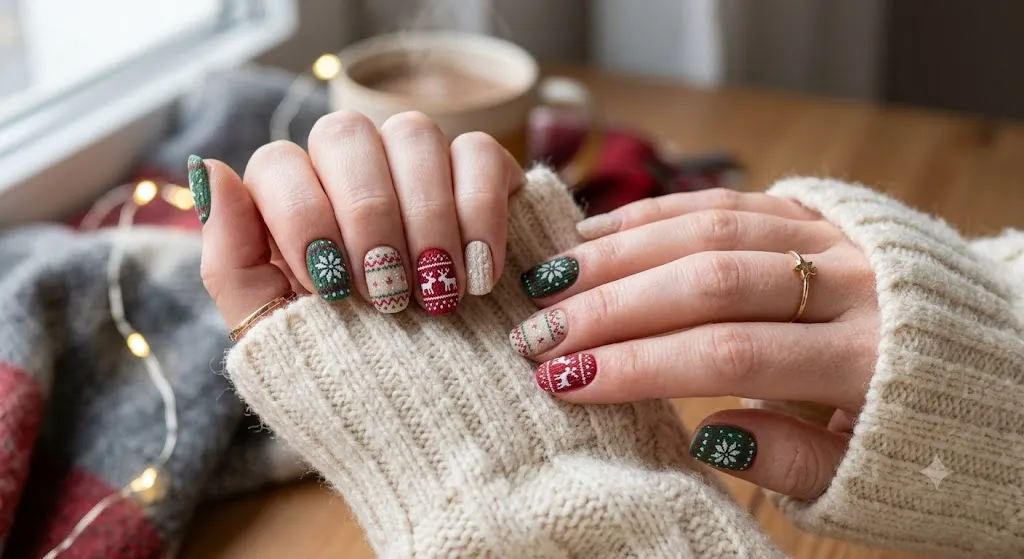 Holiday Sweater Pattern Nails