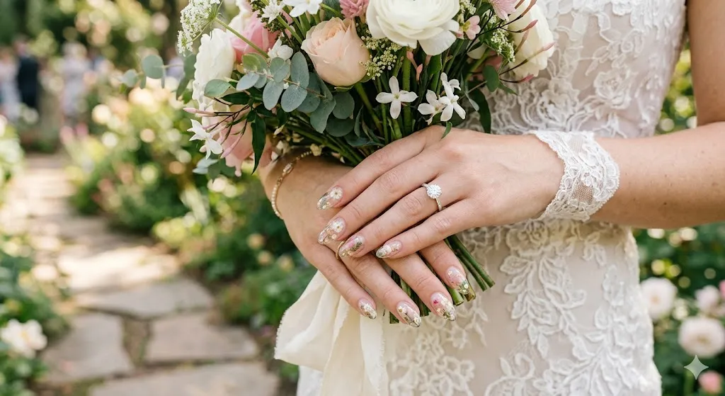 Clear Nails with Embedded Florals