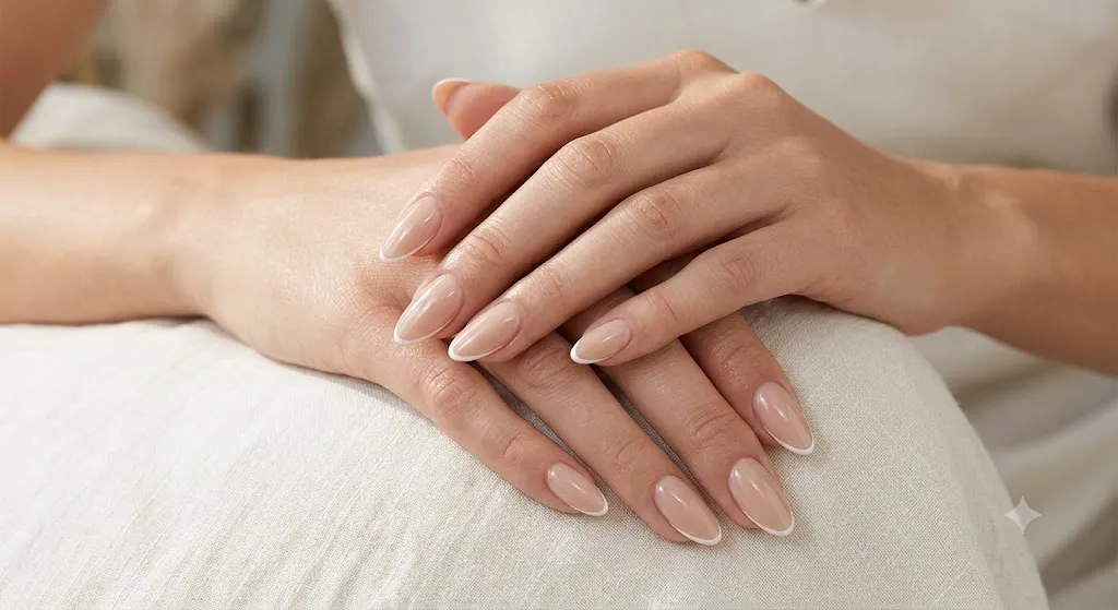 Nude Nails with Thin French Tips