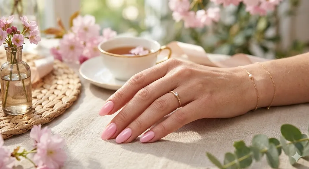 Soft Pink Gloss Oval Nails