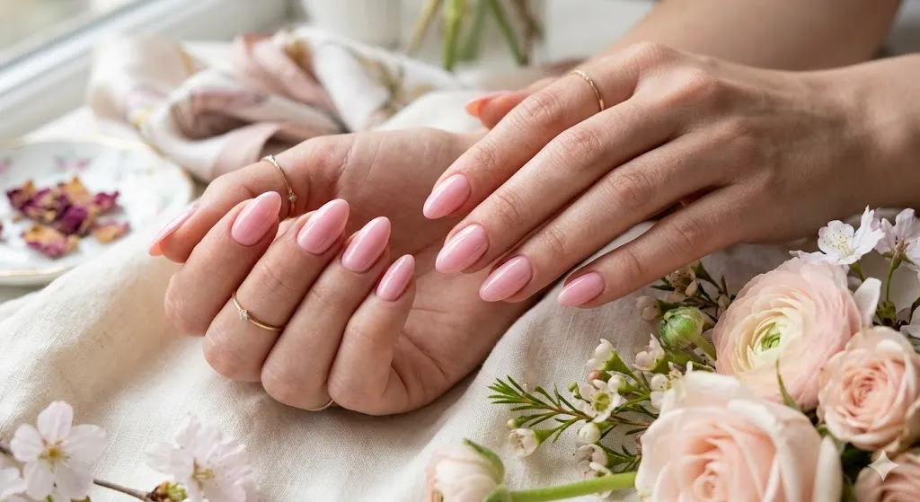 Pastel Pink Almond Nails