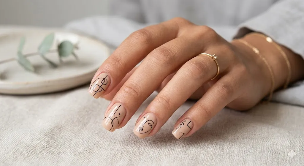 Minimal Line Art Nails
