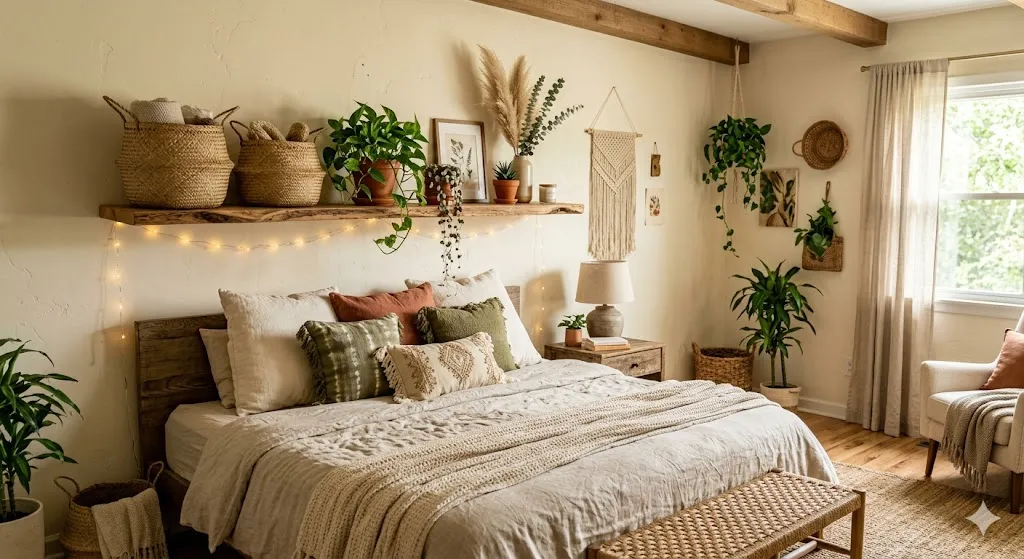 Boho Shelf With Greenery