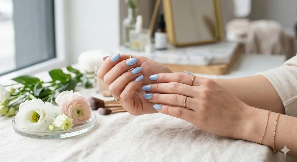 Baby Blue Minimalist Nails