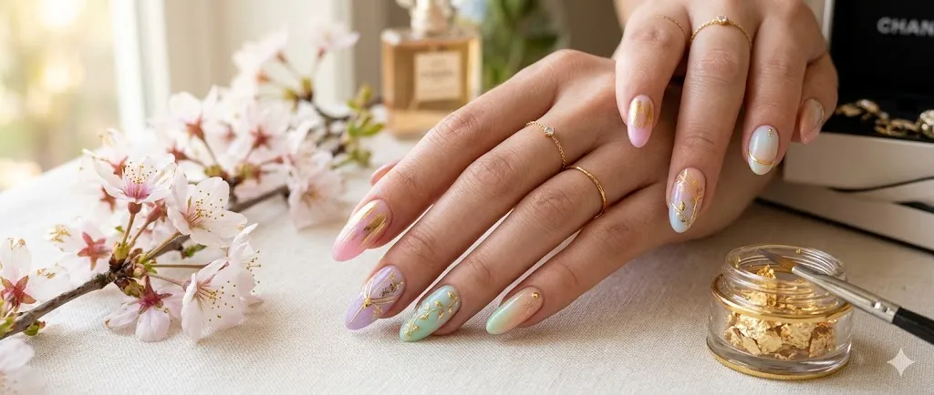 Gold Accent Gel Nails