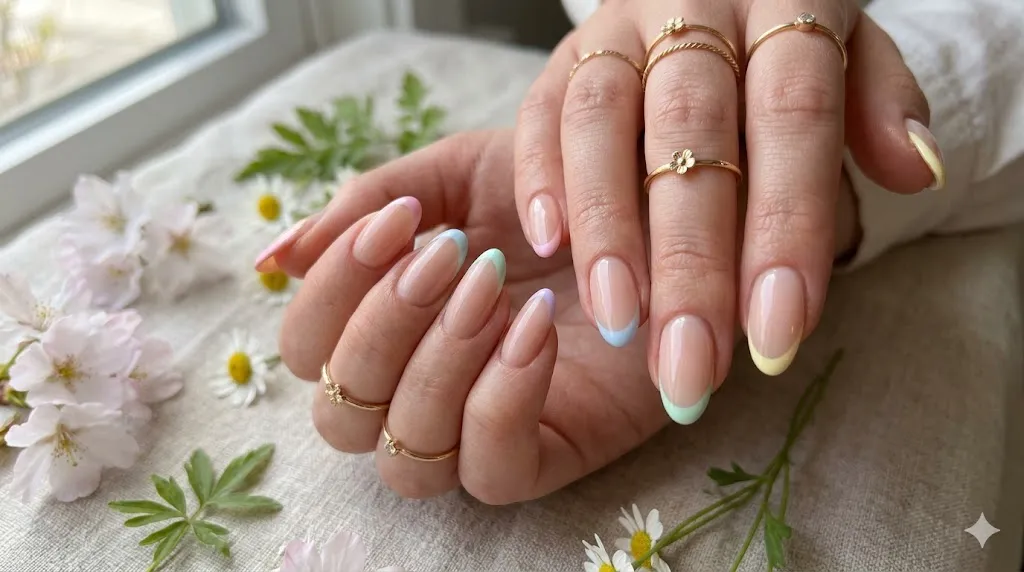 French Tips with Pastel Edges
