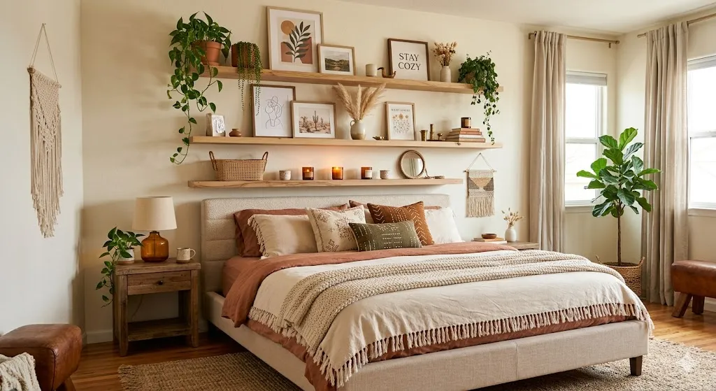Layered Boho Shelf Decor