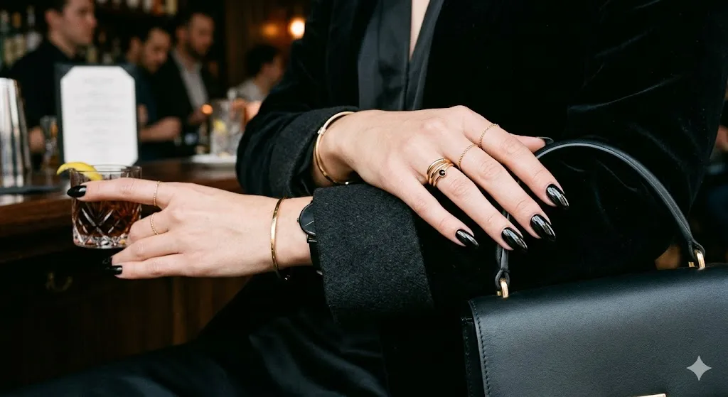 Black Almond Nails