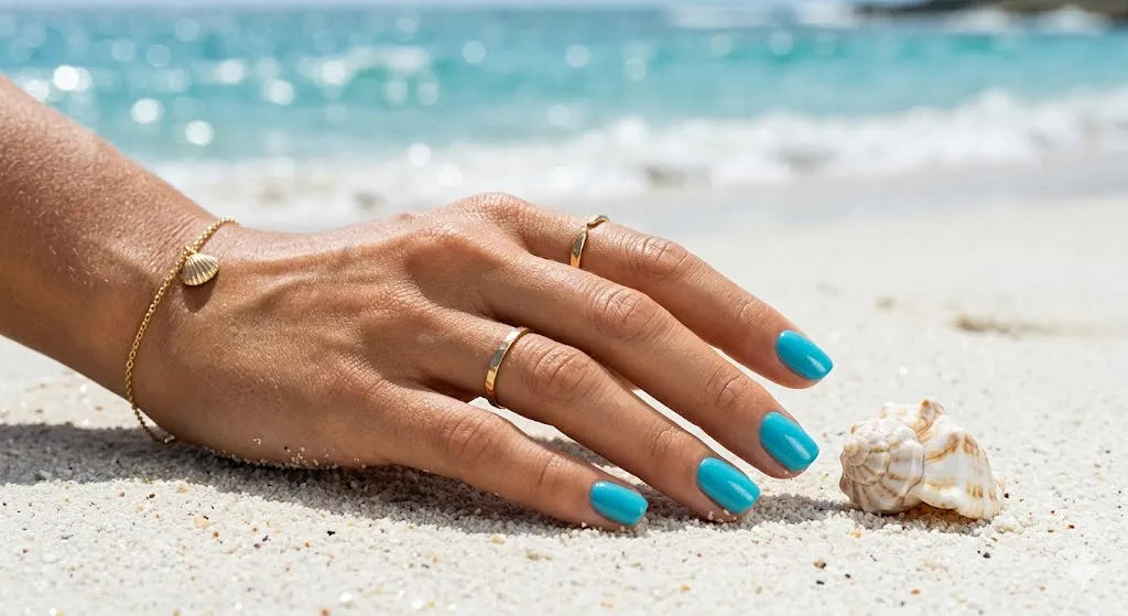 Ocean Blue Short Nails