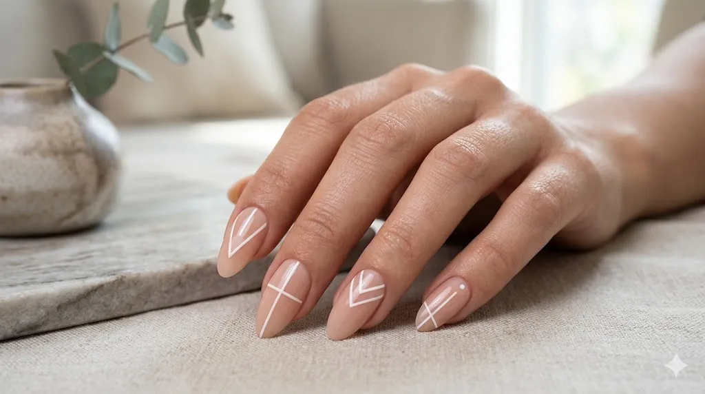 Minimal White Line Nails