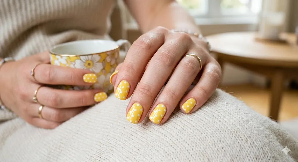 Yellow Polka Dot Nails