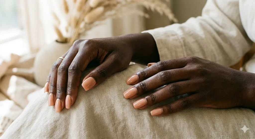 Peachy Nude Glow Nails