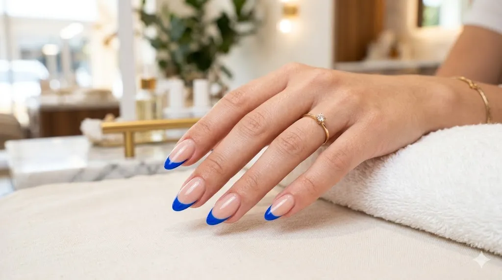 Blue French Tip Nails