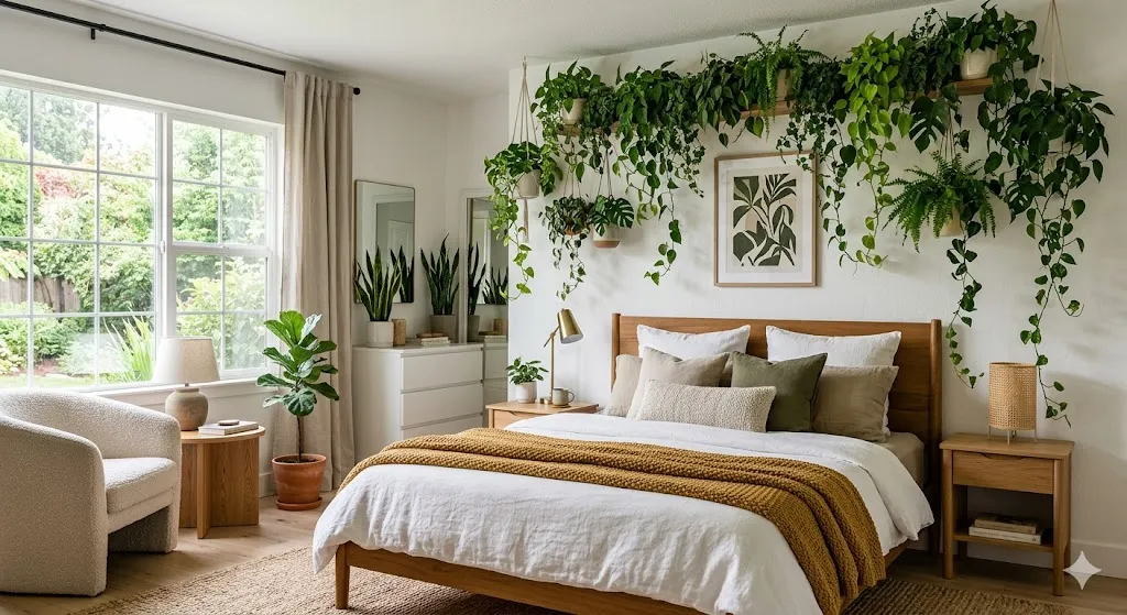 Lush Greenery Above the Bed