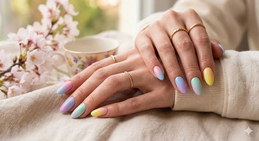 Pastel Rainbow Nails