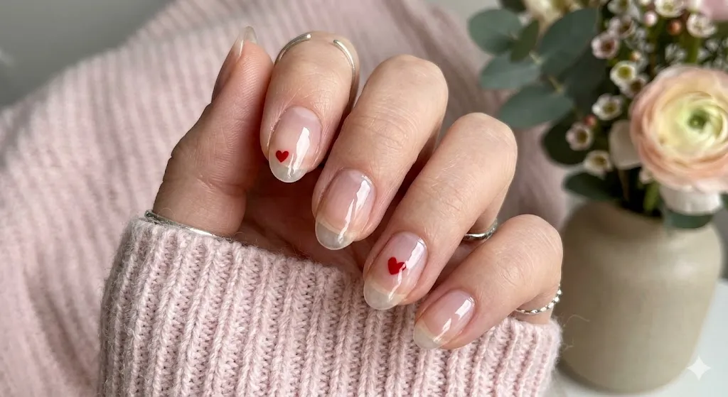 Clear Nails with Tiny Hearts