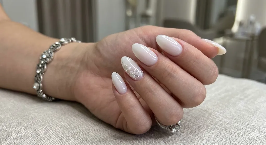 Milky White Gel Nails