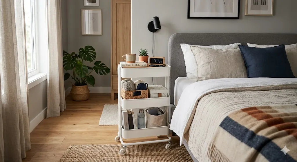 Use a Rolling Cart as a Nightstand