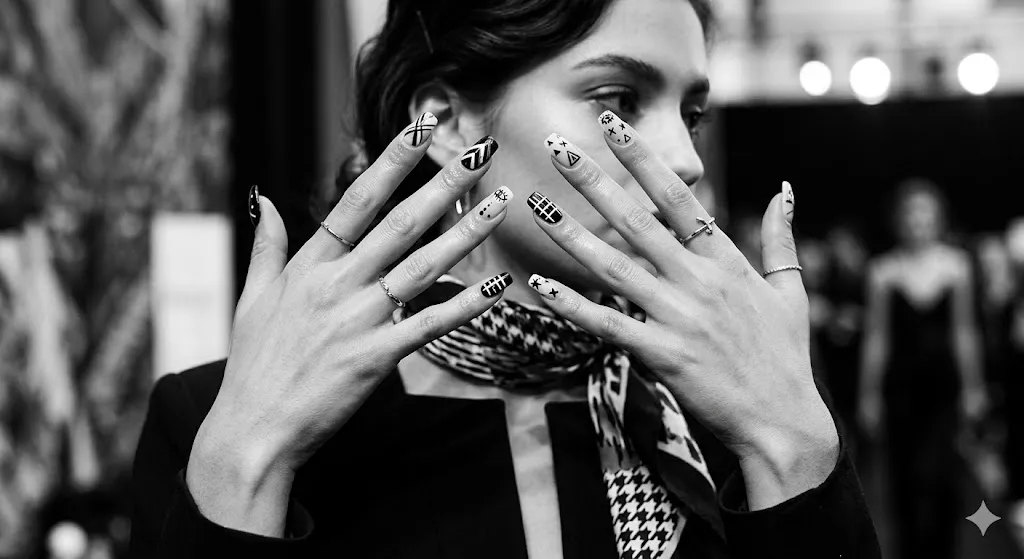 Black and White Contrast Nails