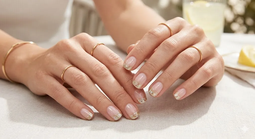 Clear Nails with Glitter Tips