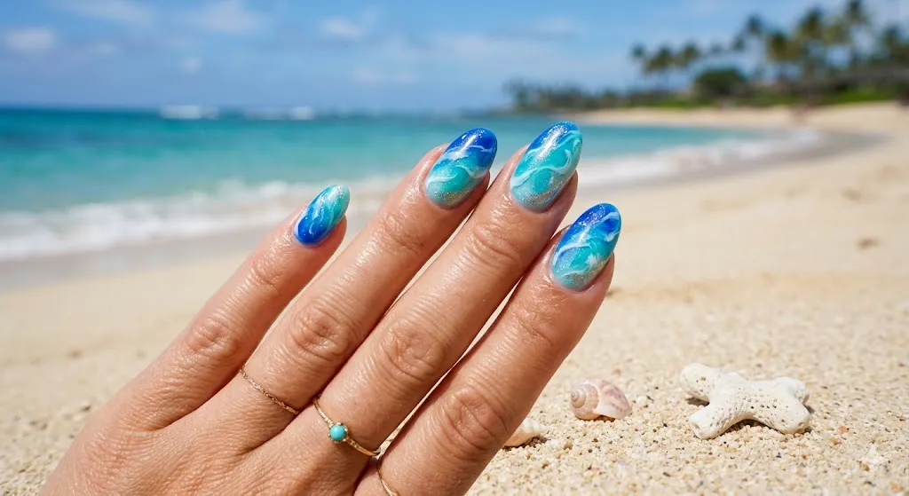 Ocean Blue Nails