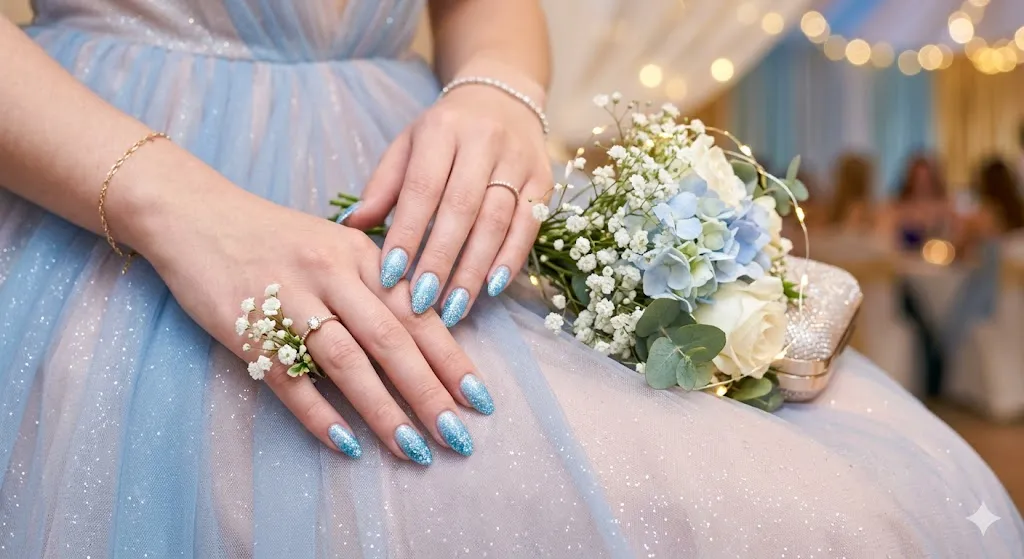 Sky Blue Glitter Fade